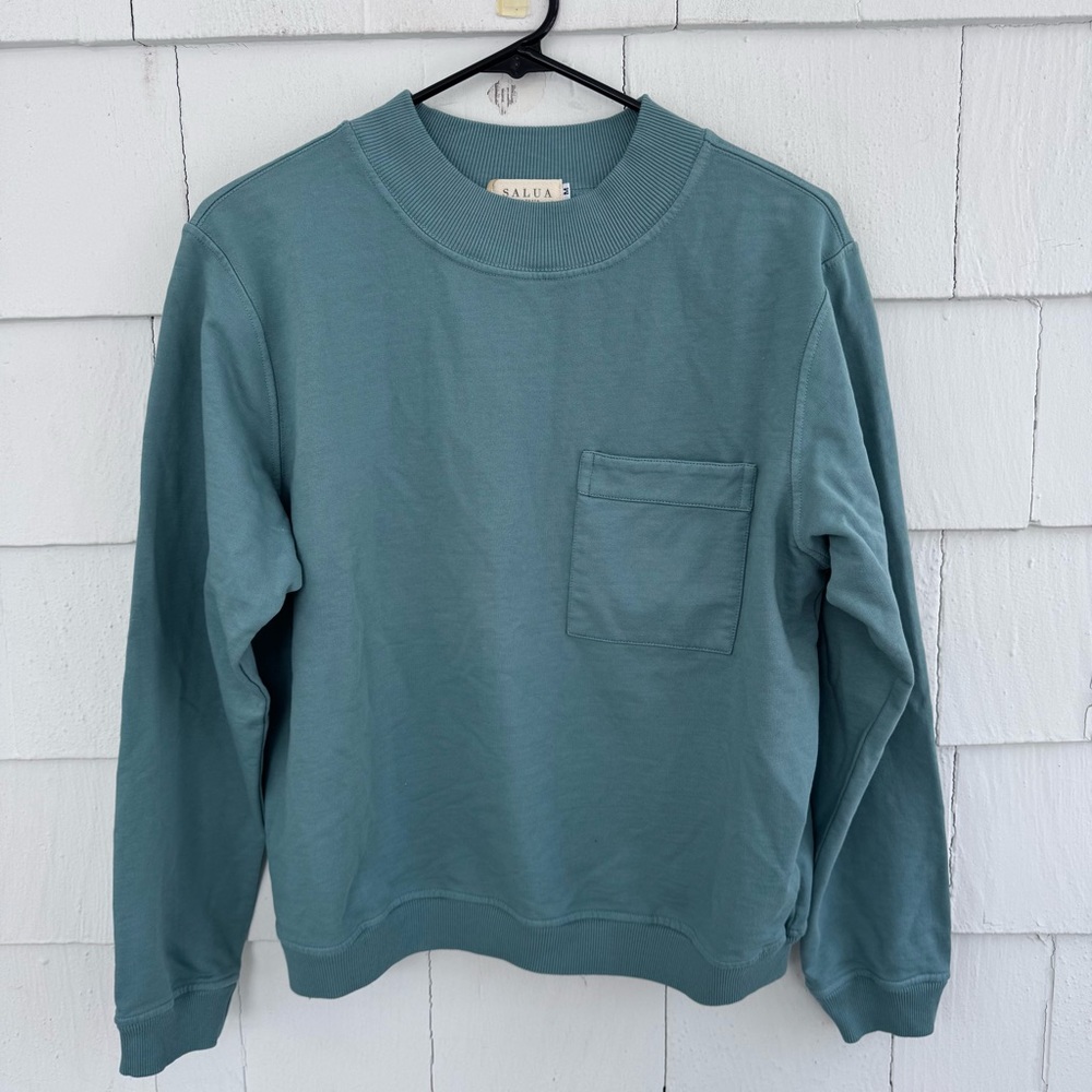 Salua Lingerie Pima Mock Neck Sweatshirt Green size Medium NWT NEW